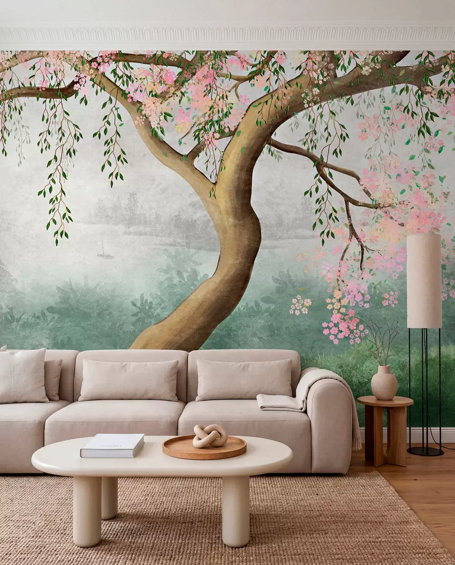 wall murals Дрво цвета на брду u93587