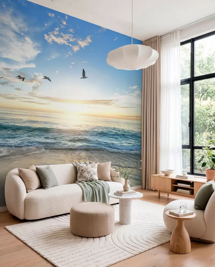 wall murals Galebovi u zoru u93607