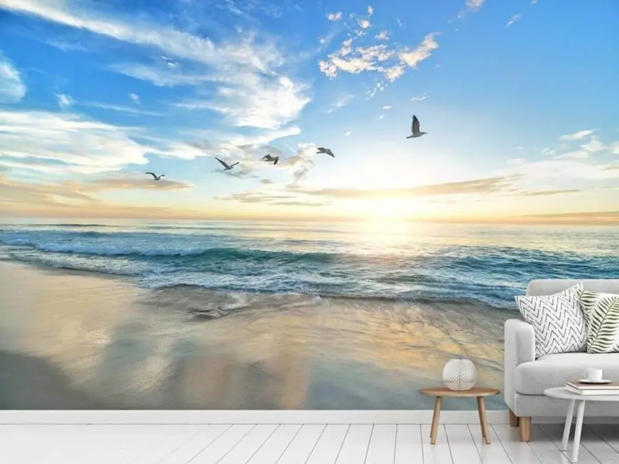 wall murals Галебови и море на изласку сунца u93607