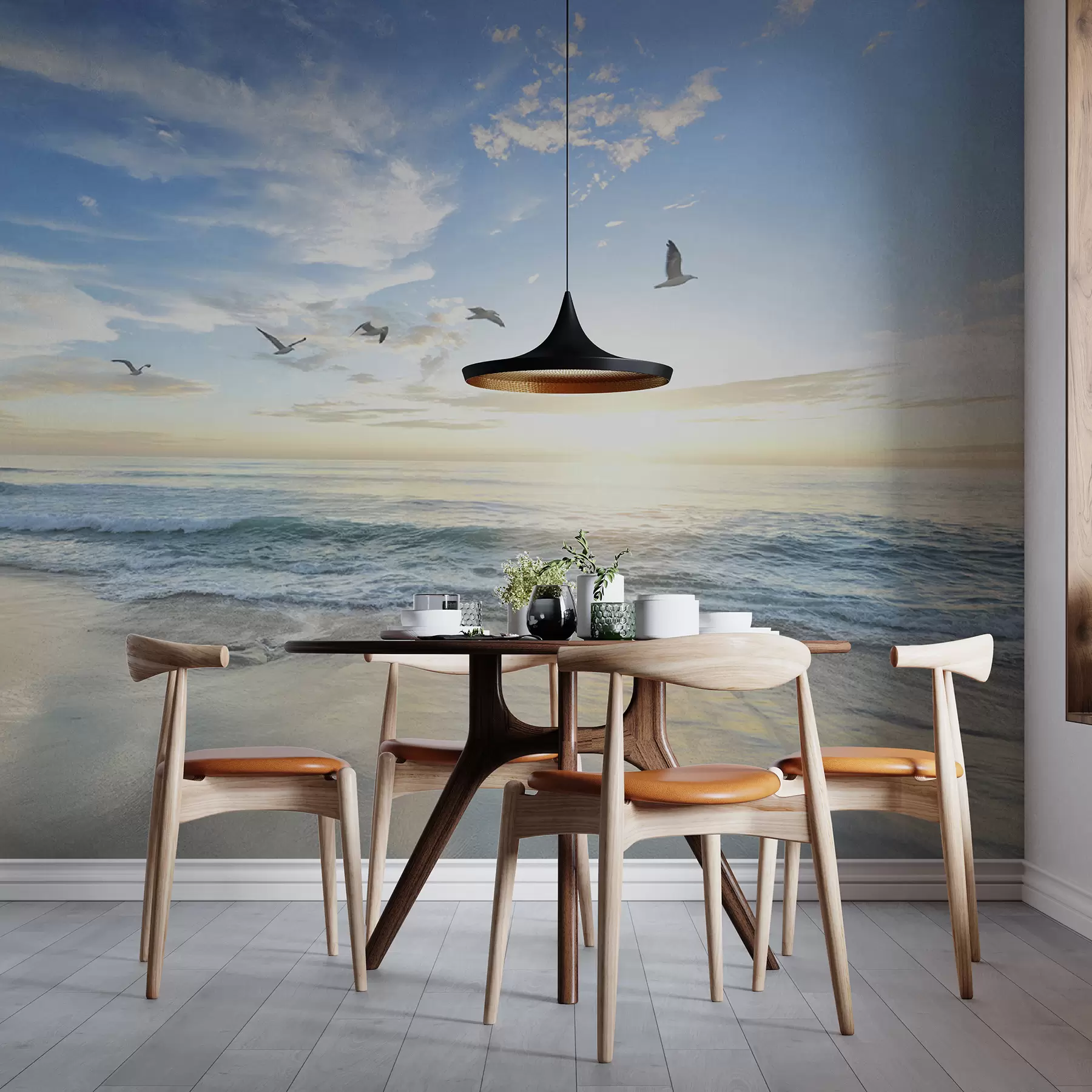 wall murals Галебови и море на изласку сунца u93607