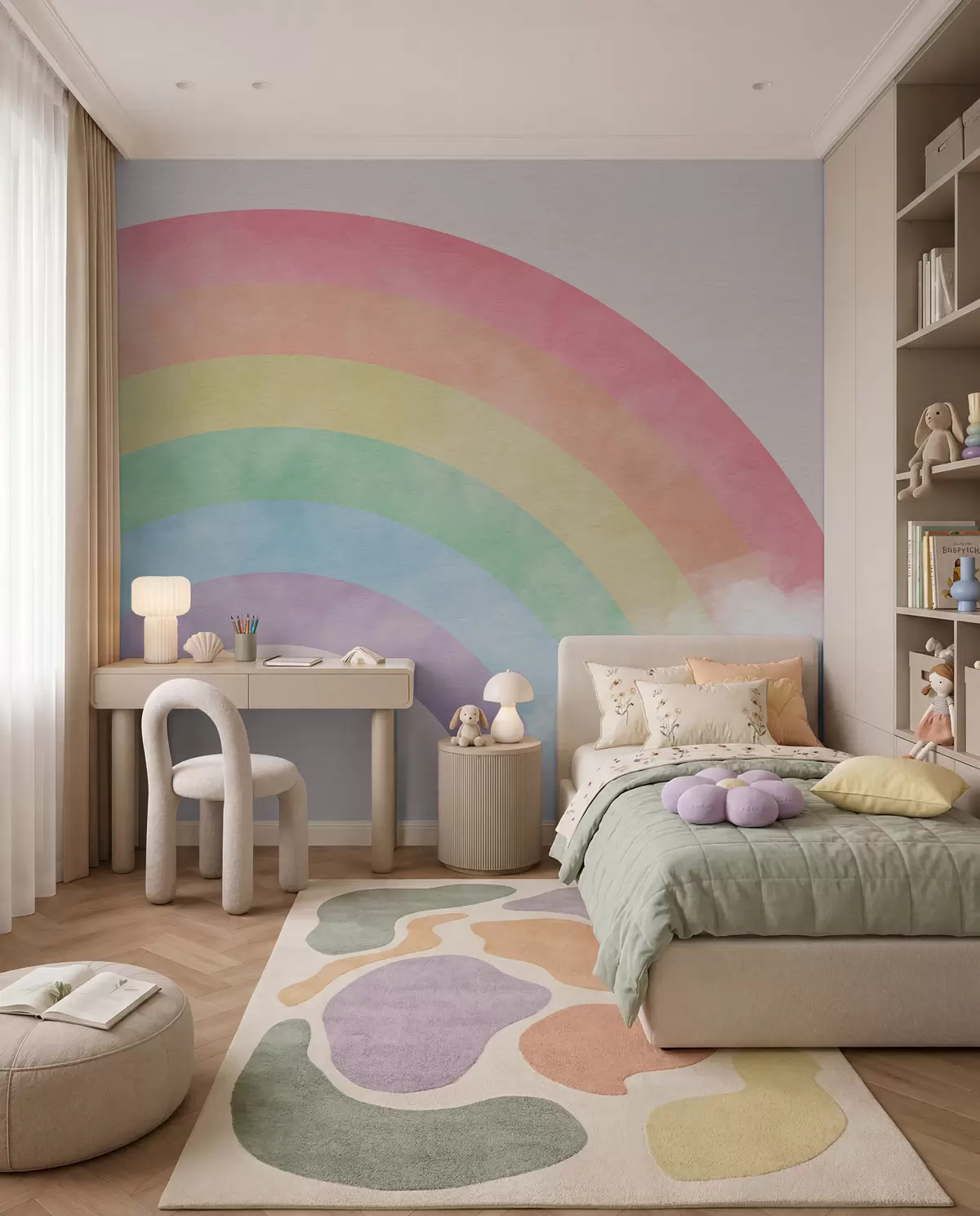 wall murals Duga kroz meke oblake u93619