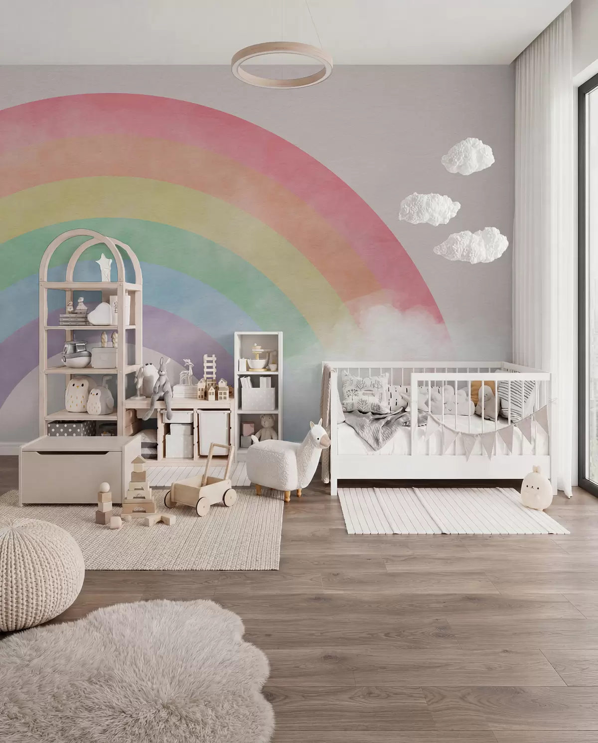 wall murals Duga kroz meke oblake u93619