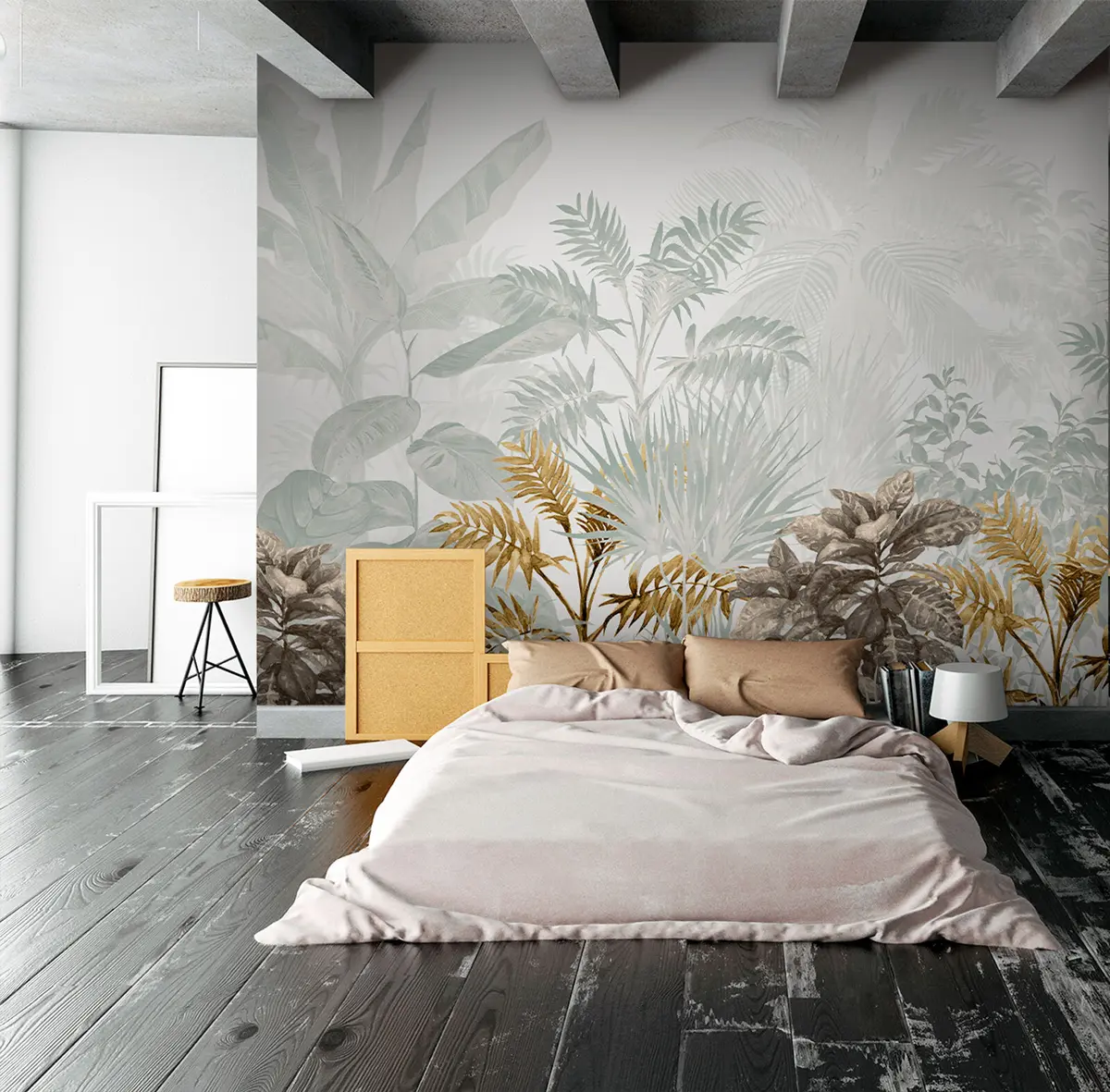 wall murals Тропска шума са текстуром са акварелом u73803
