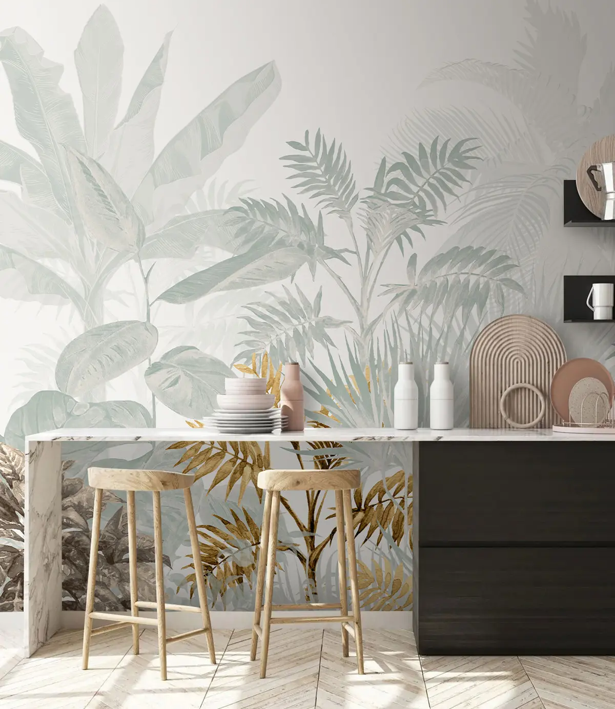 wall murals Тропска шума са текстуром са акварелом u73803