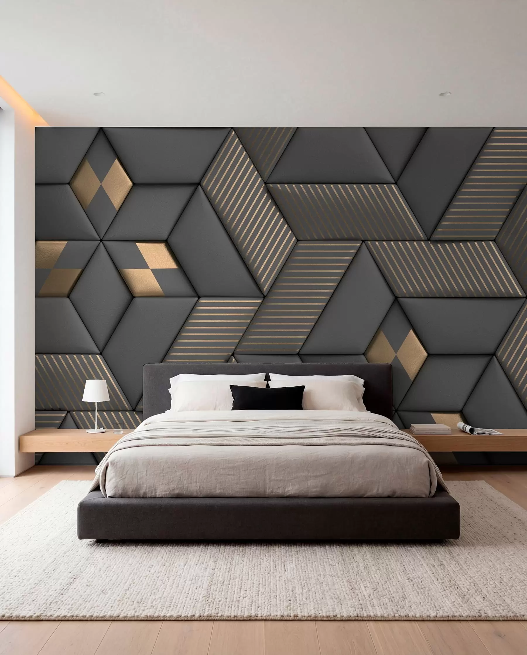 wall murals Grafitne kocke i zlato u93413