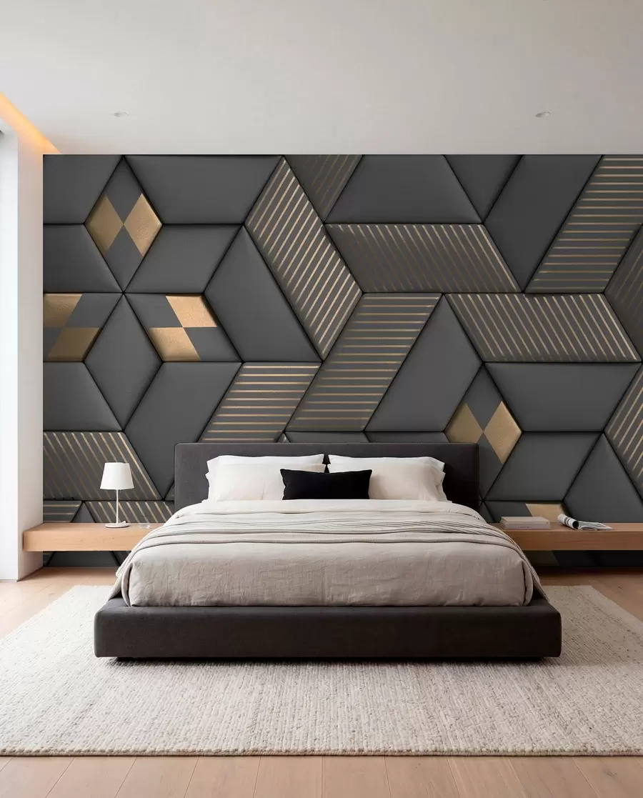 wall murals Grafitne kocke i zlato u93413