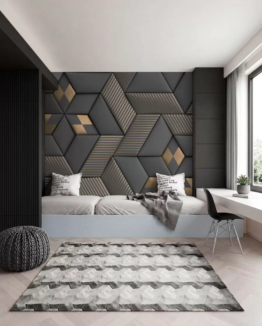 wall murals Grafitne kocke i zlato u93413