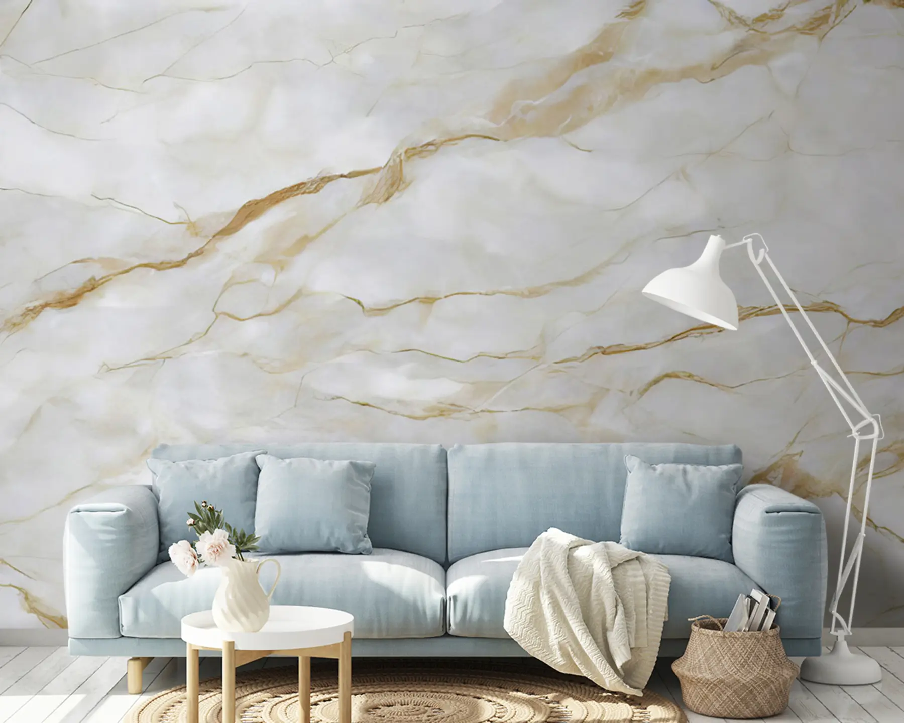 wall murals Бели мермер са беж линијама u93433