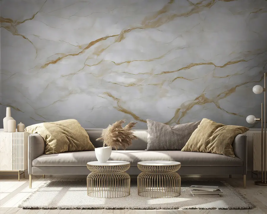 wall murals Бели мермер са беж линијама u93433
