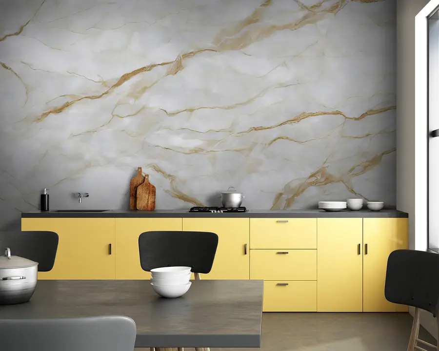 wall murals Бели мермер са беж линијама u93433