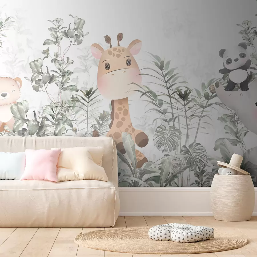wall murals Слатке животиње међу дрвећем u78591