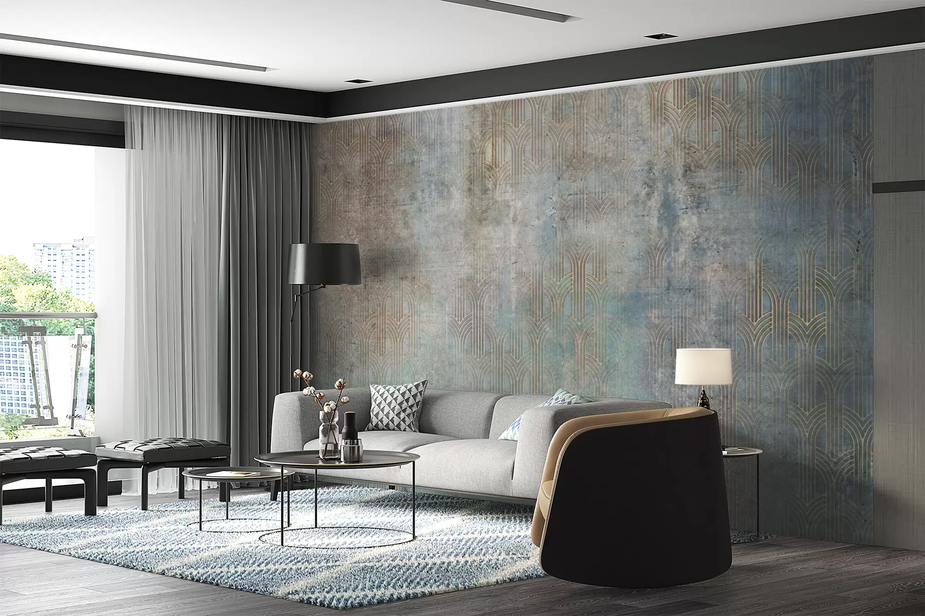 wall murals Лучни узорак на зиду Грунге u73973