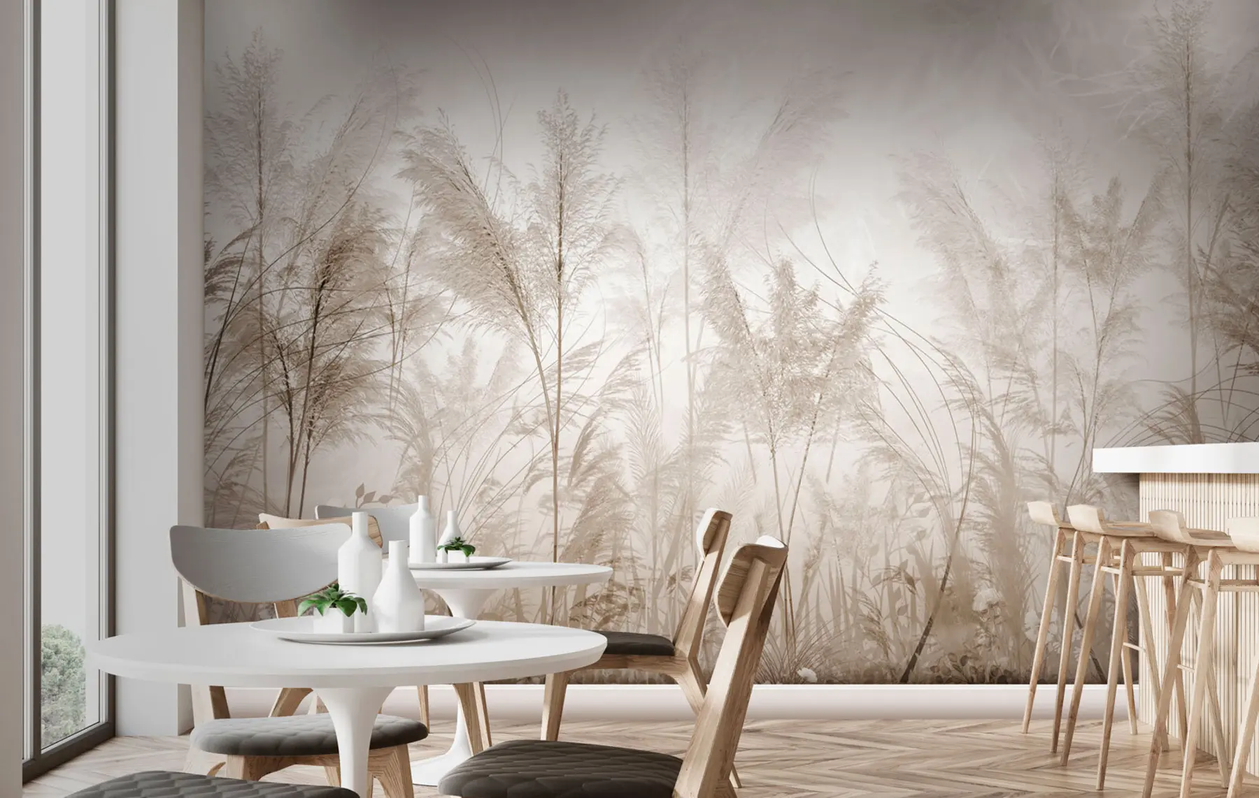 wall murals Branches in the fog style boho u73981