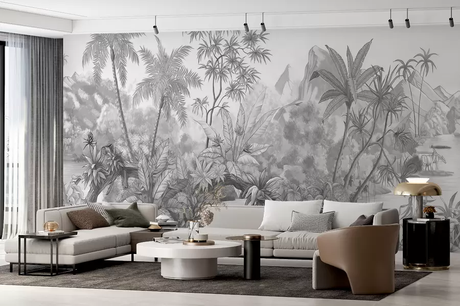 wall murals Црно-бели тропи u59039