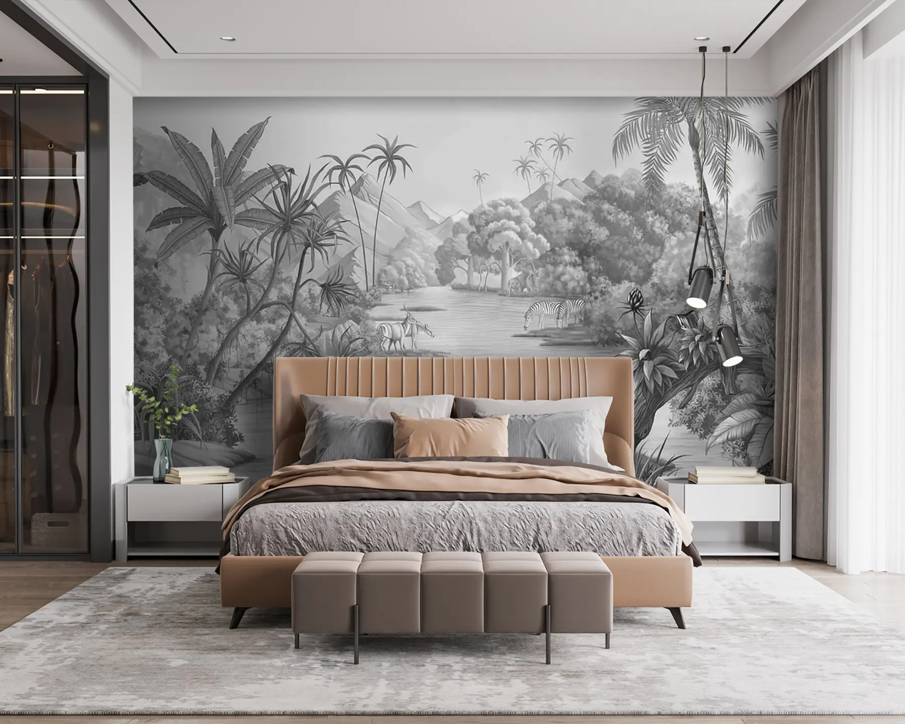 wall murals Црно-бели тропи u59040