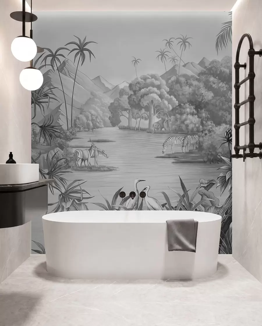wall murals Црно-бели тропи u59040