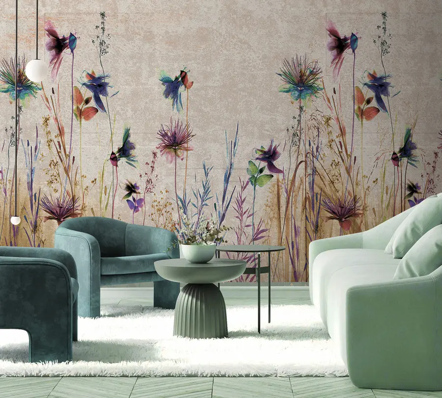 wall murals Необично високо цвеће на беж позадини u93672