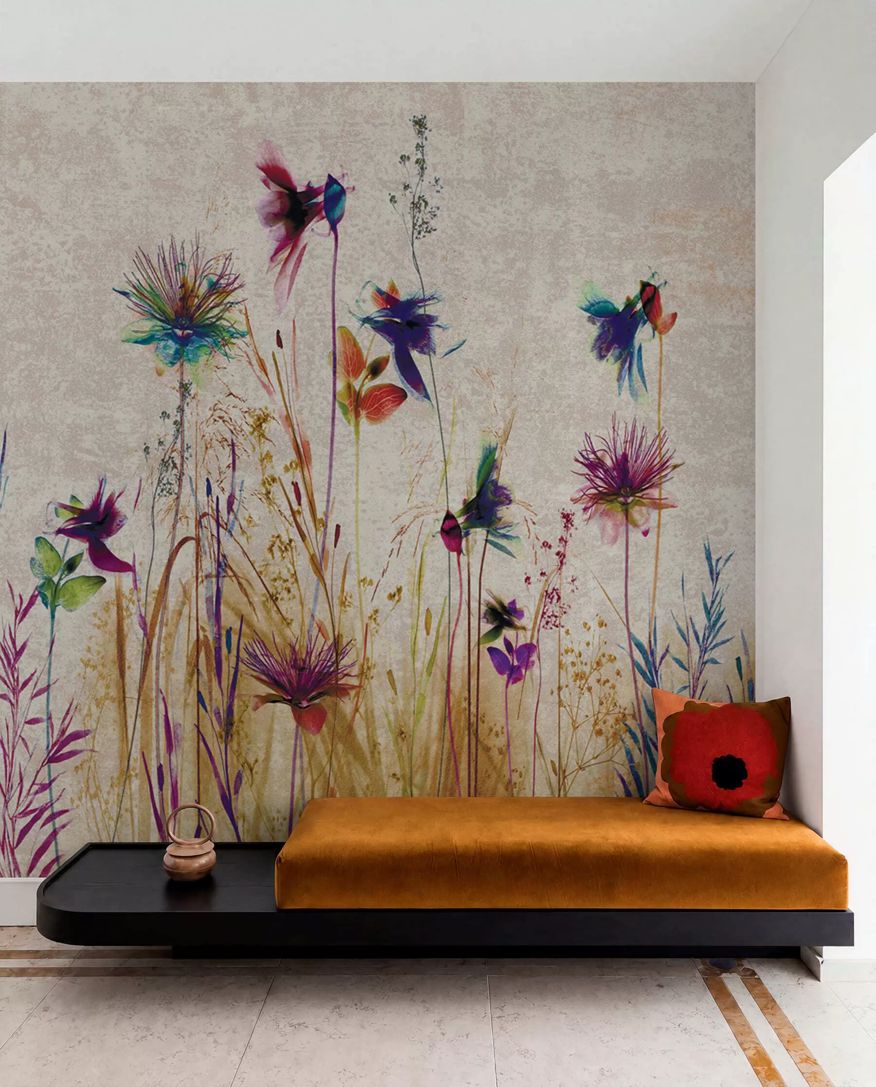 wall murals Необично високо цвеће на беж позадини u93672