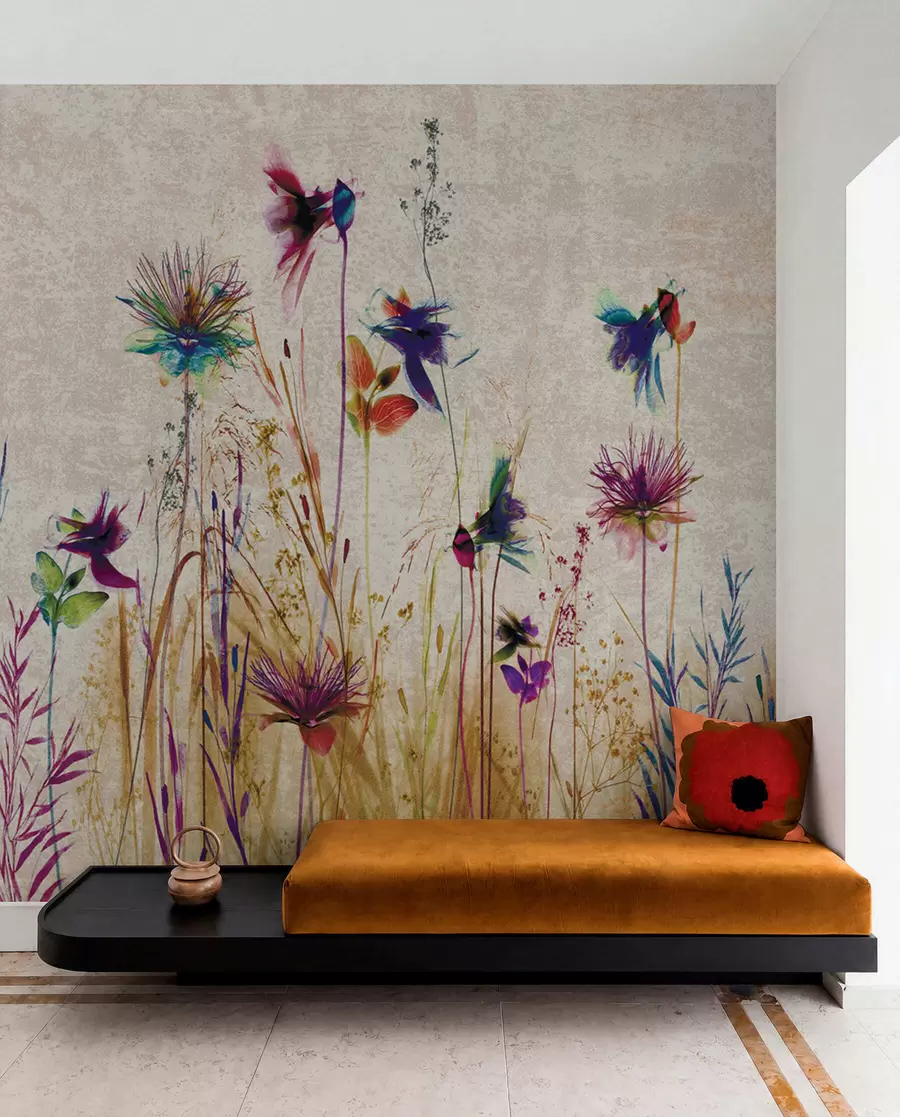 wall murals Необично високо цвеће на беж позадини u93672