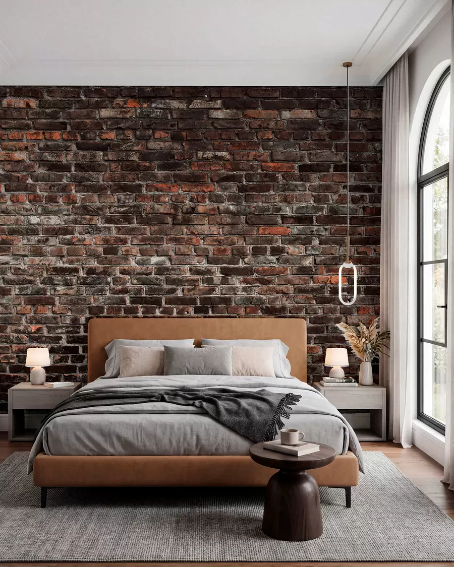 wall murals Stara cigla u tamnim tonovima u74267