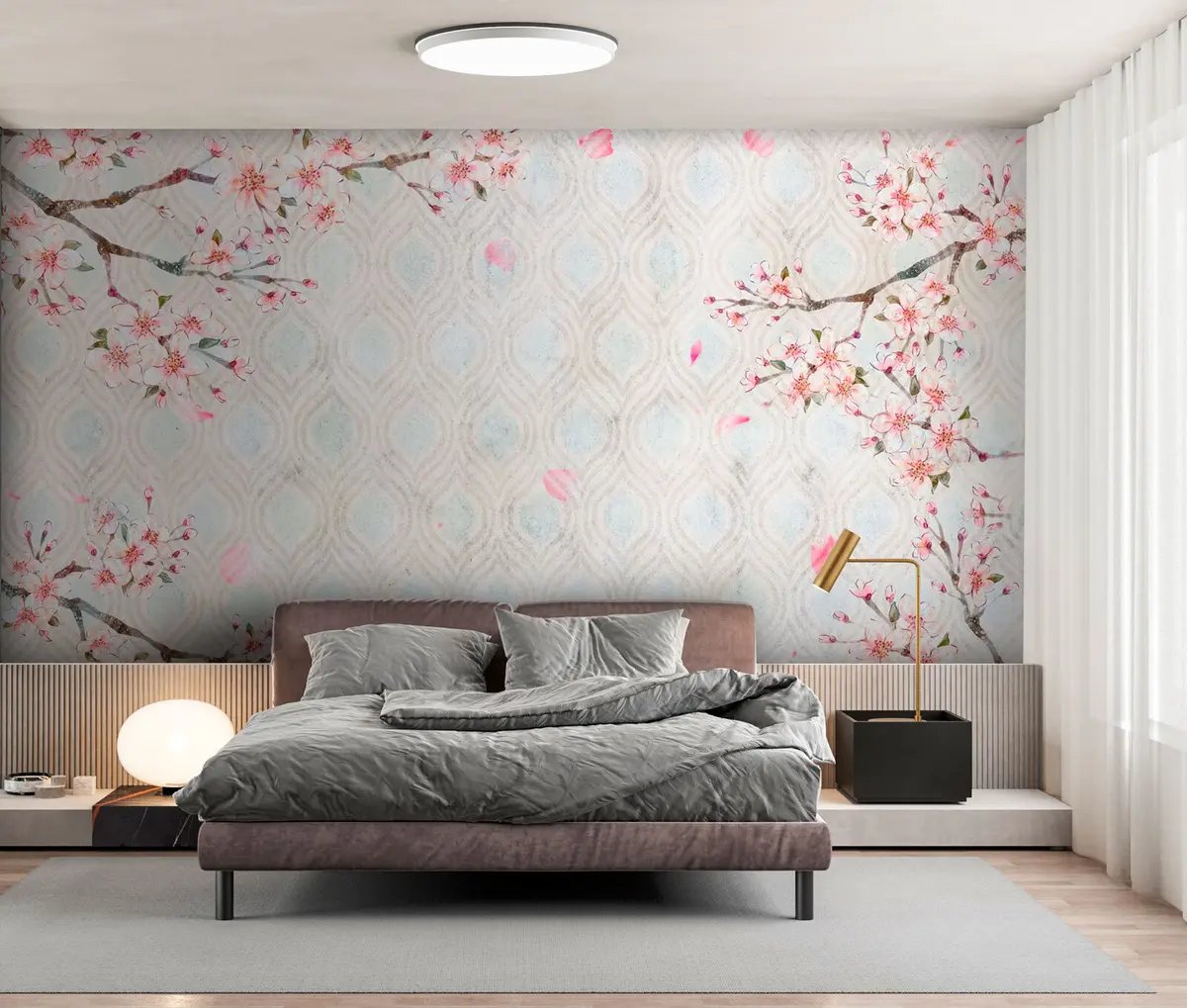 wall murals Сакура Цвеће у винтаге стилу u74383