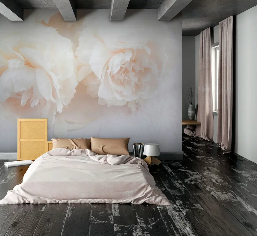 wall murals Нежни пупољци белих пенија u74392