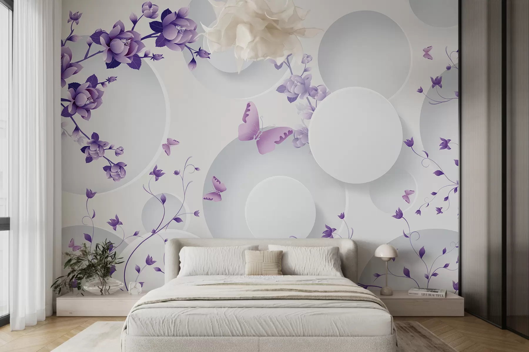 wall murals 3Д обрасци са цвећем и лептирима u74482