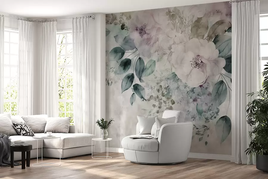 wall murals Деликатна акварела цвеће u93940