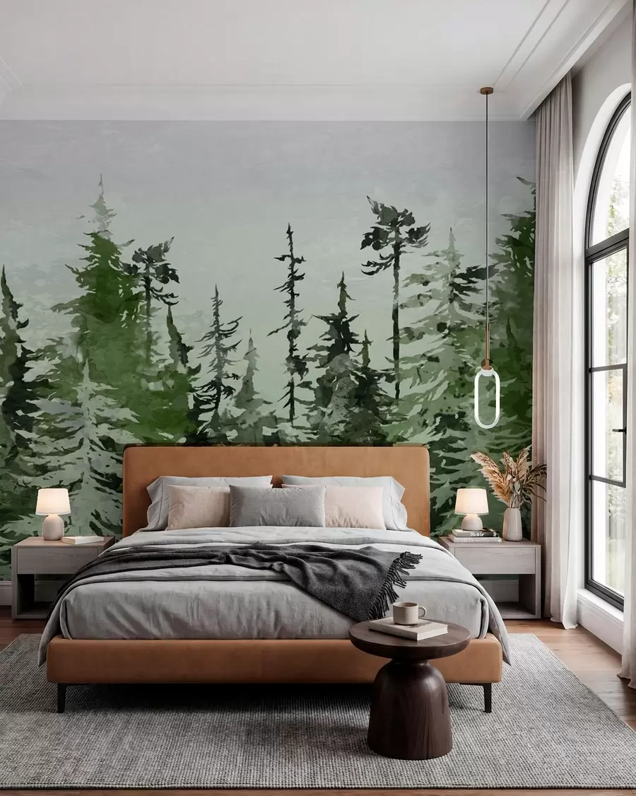 wall murals Јели уметнички цртеж Акварел u75173