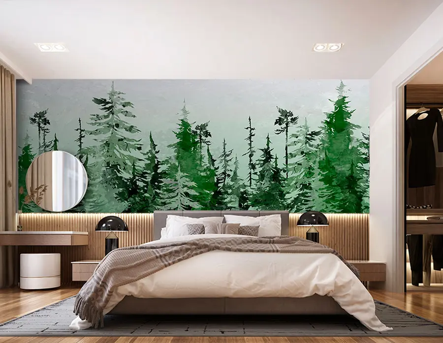 wall murals Јели уметнички цртеж Акварел u75173