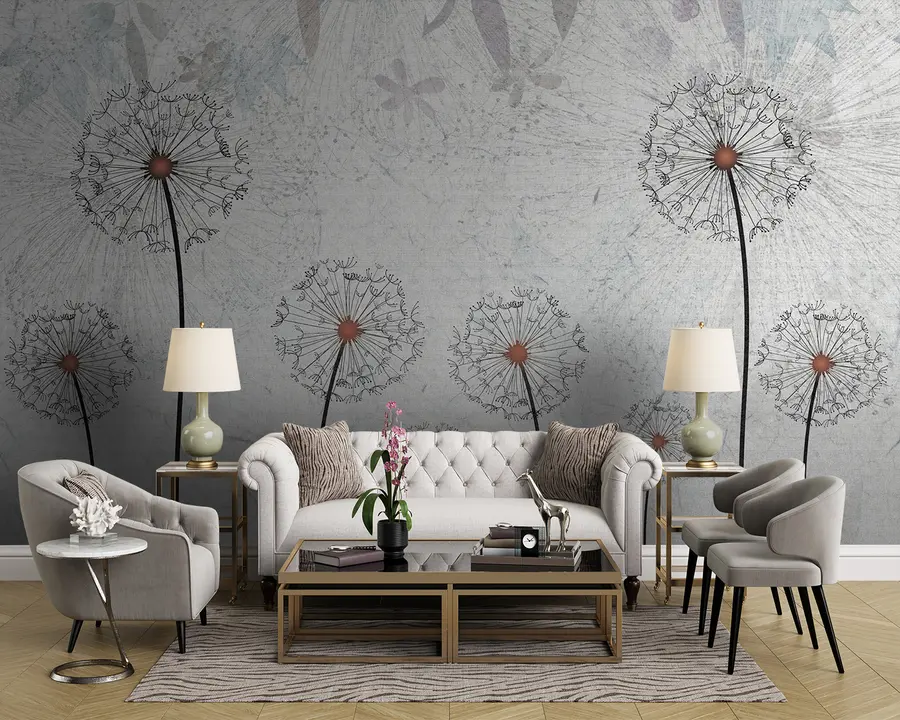 wall murals Маслачак на светлој сивој позадини u93968