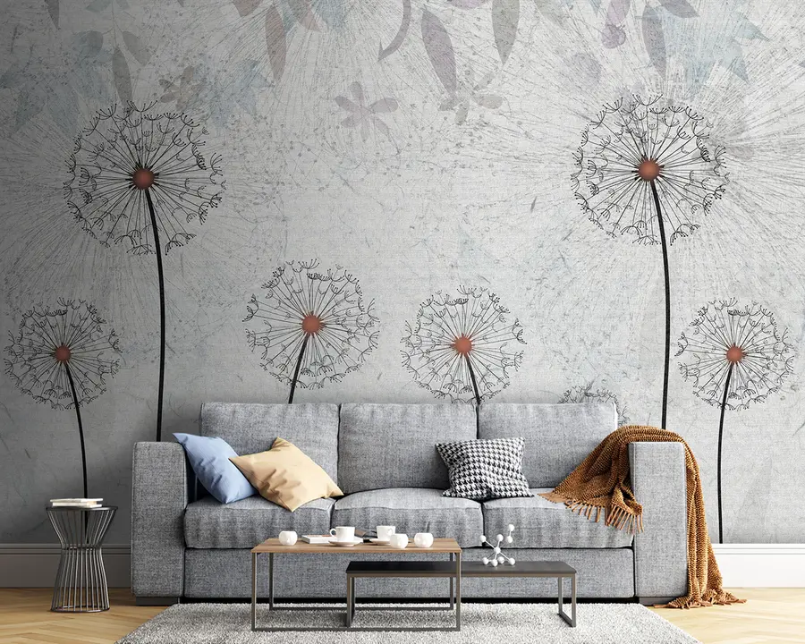 wall murals Маслачак на светлој сивој позадини u93968