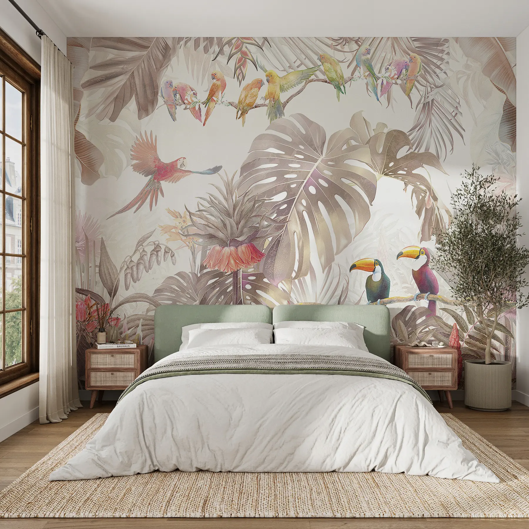 wall murals Светле птице и папагаји у тропима u74490