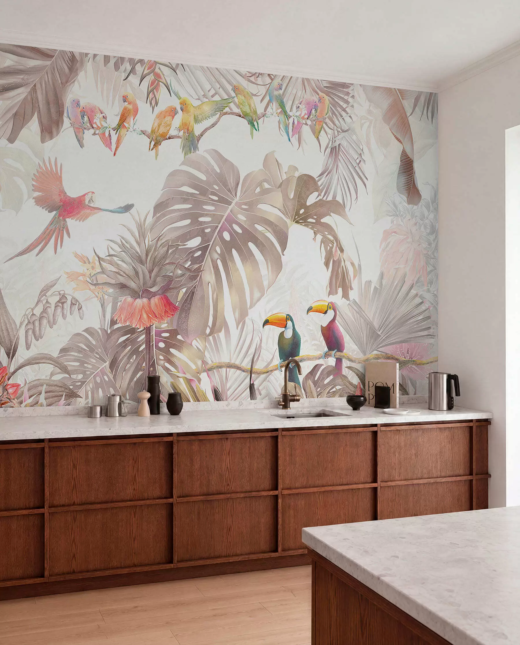 wall murals Papagaji u pastelnoj džungli u74490