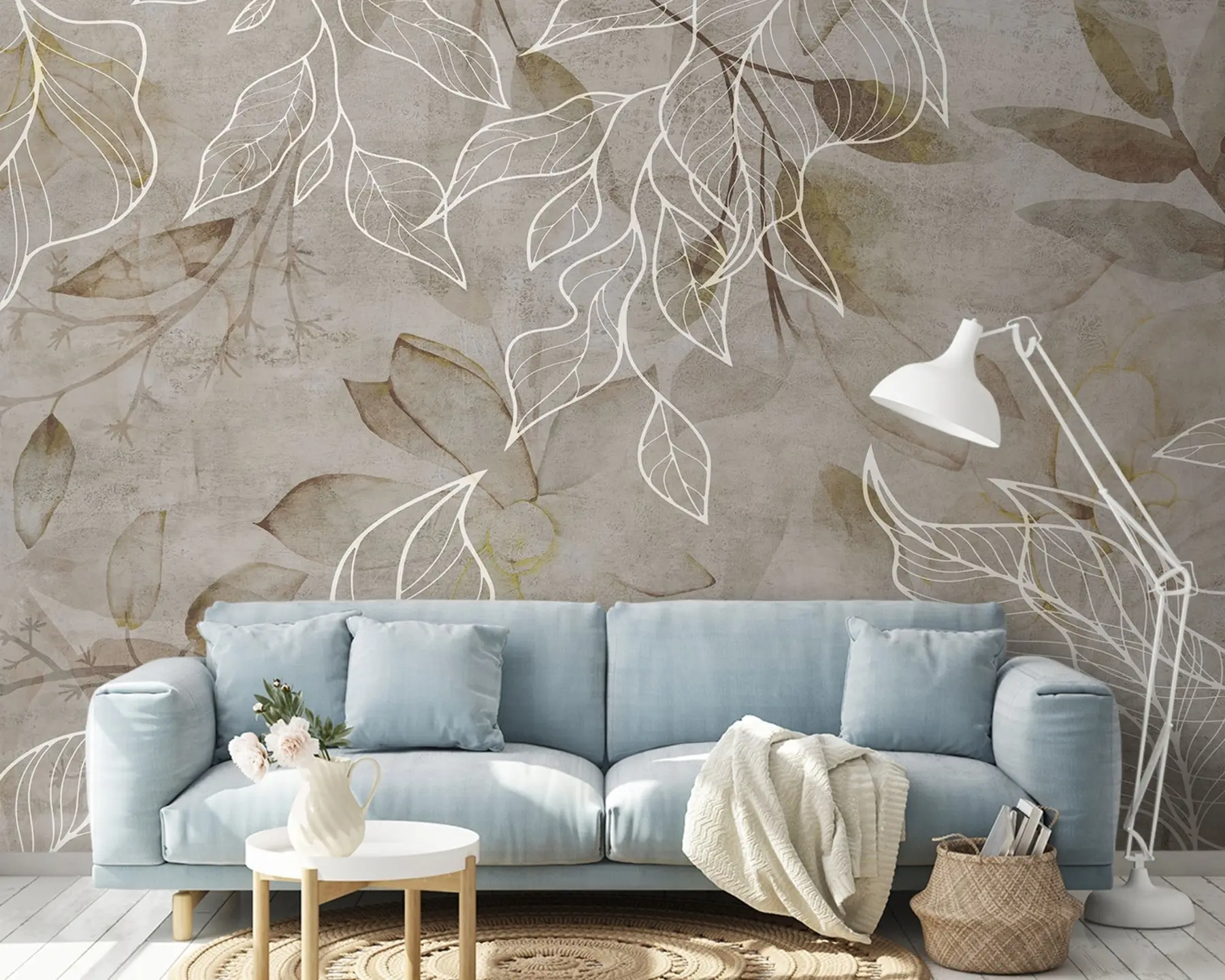 wall murals Водене боје лишће у деликатним бојама u75352