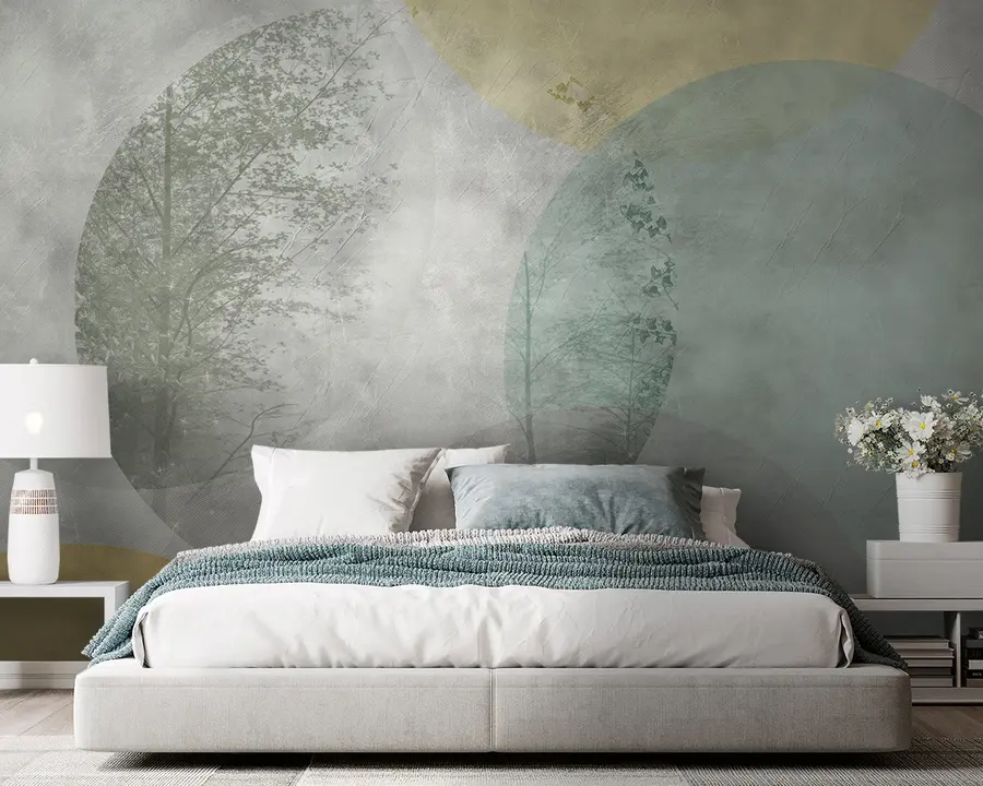 wall murals Кругови и дрвеће у грунге стилу u94041