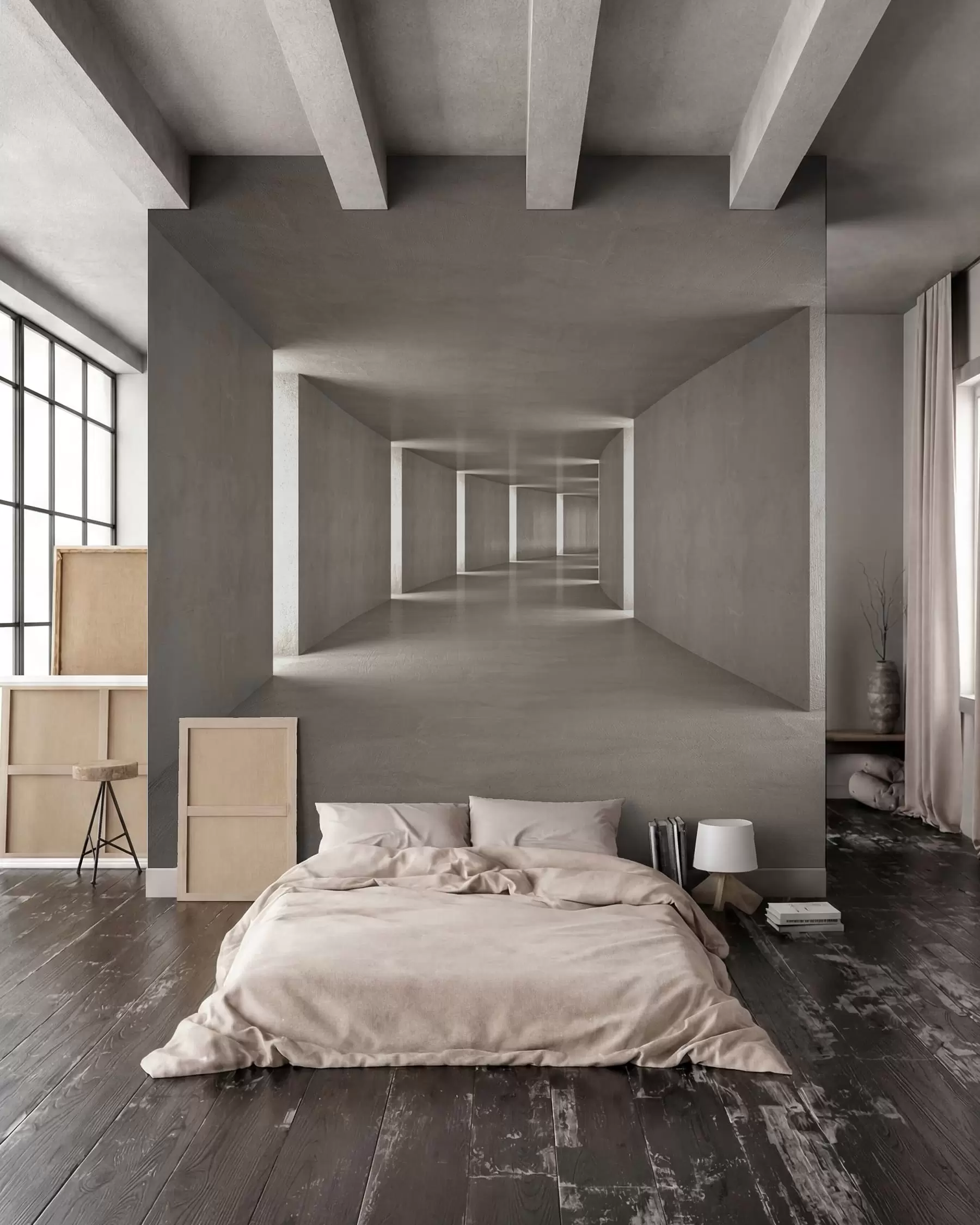 wall murals Iluzija betonskog hodnika u75401