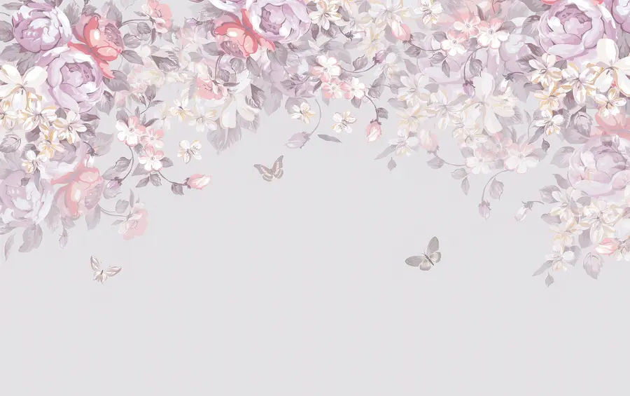 wall murals Улазница са цвећем и лептирима u94295