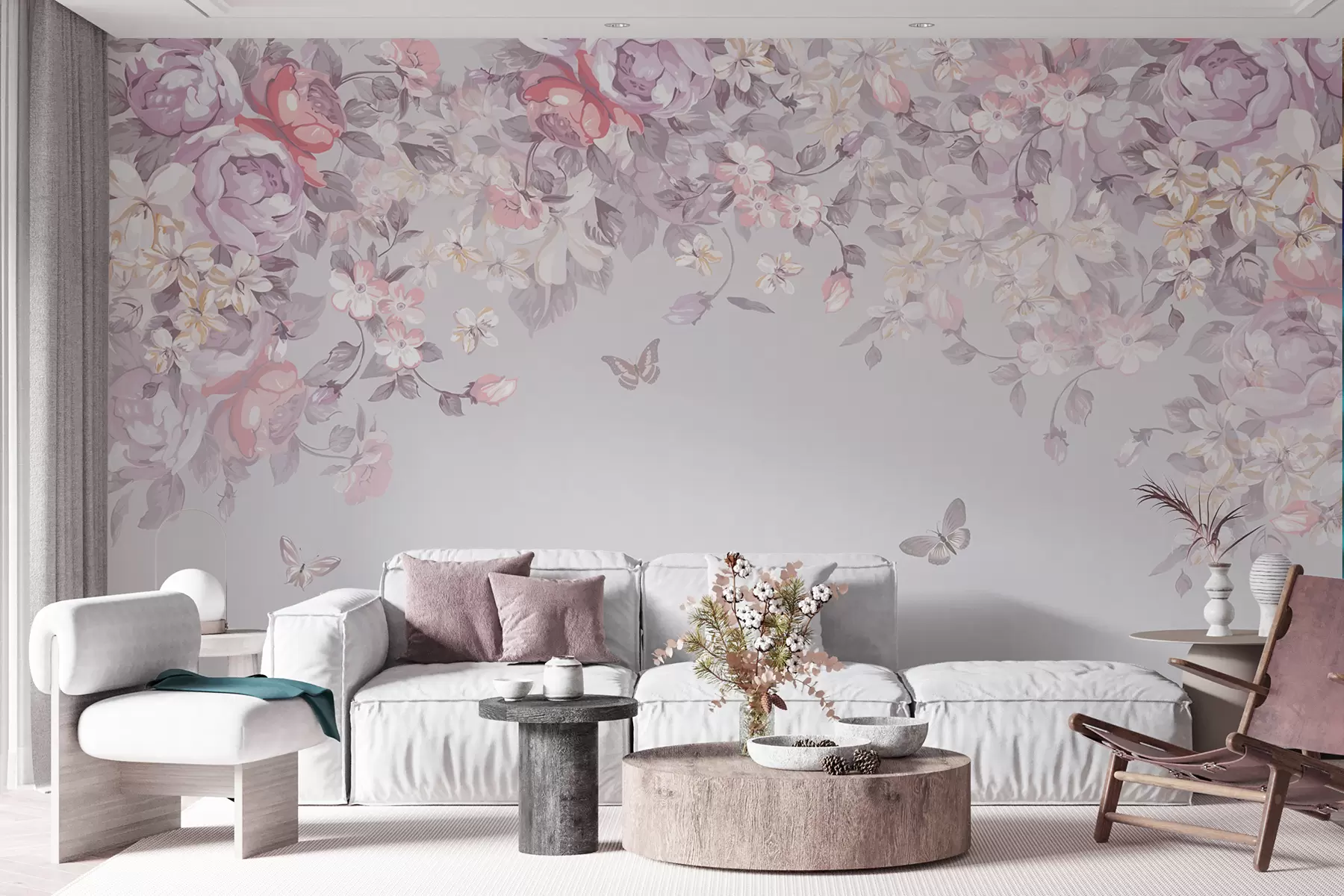 wall murals Улазница са цвећем и лептирима u94295