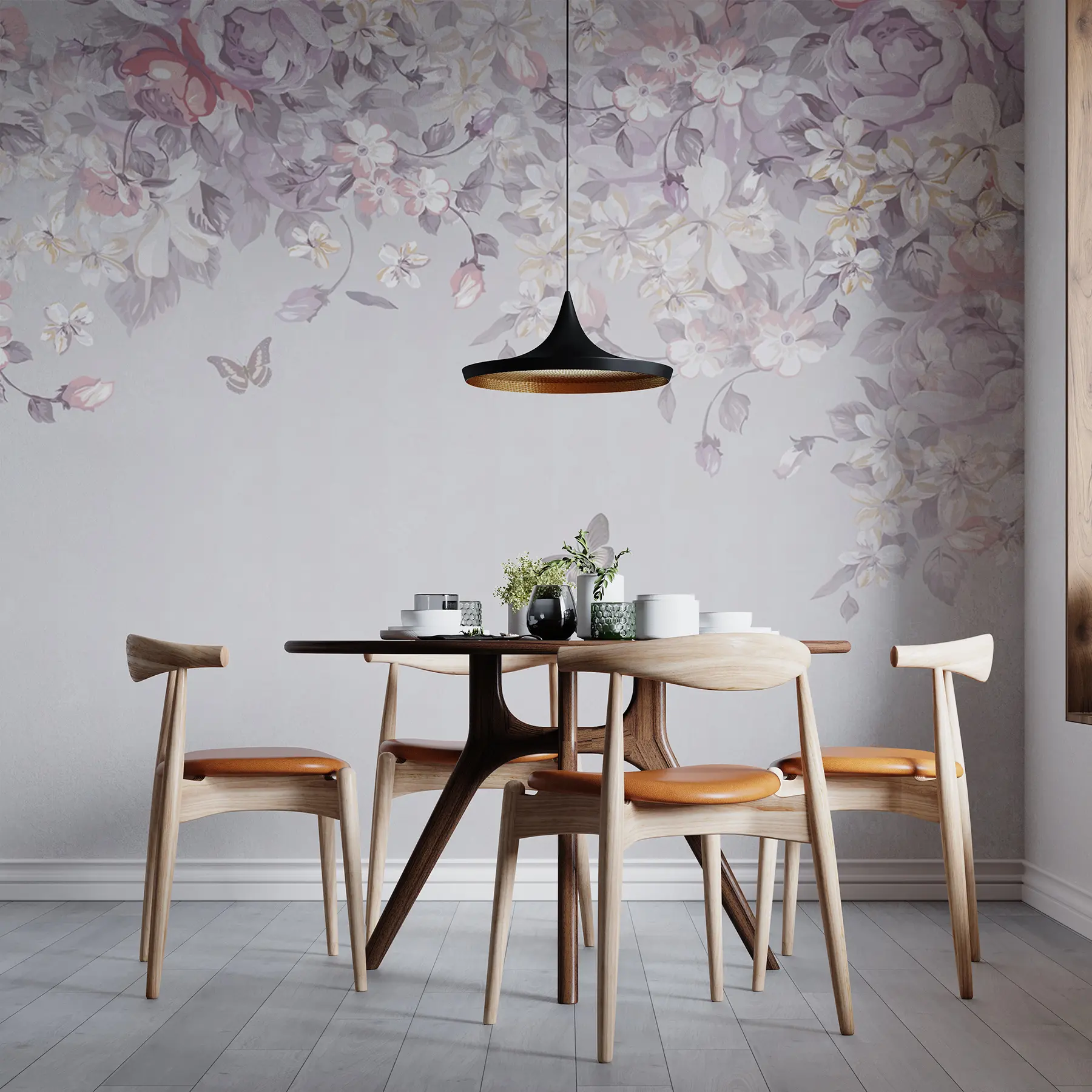 wall murals Улазница са цвећем и лептирима u94295