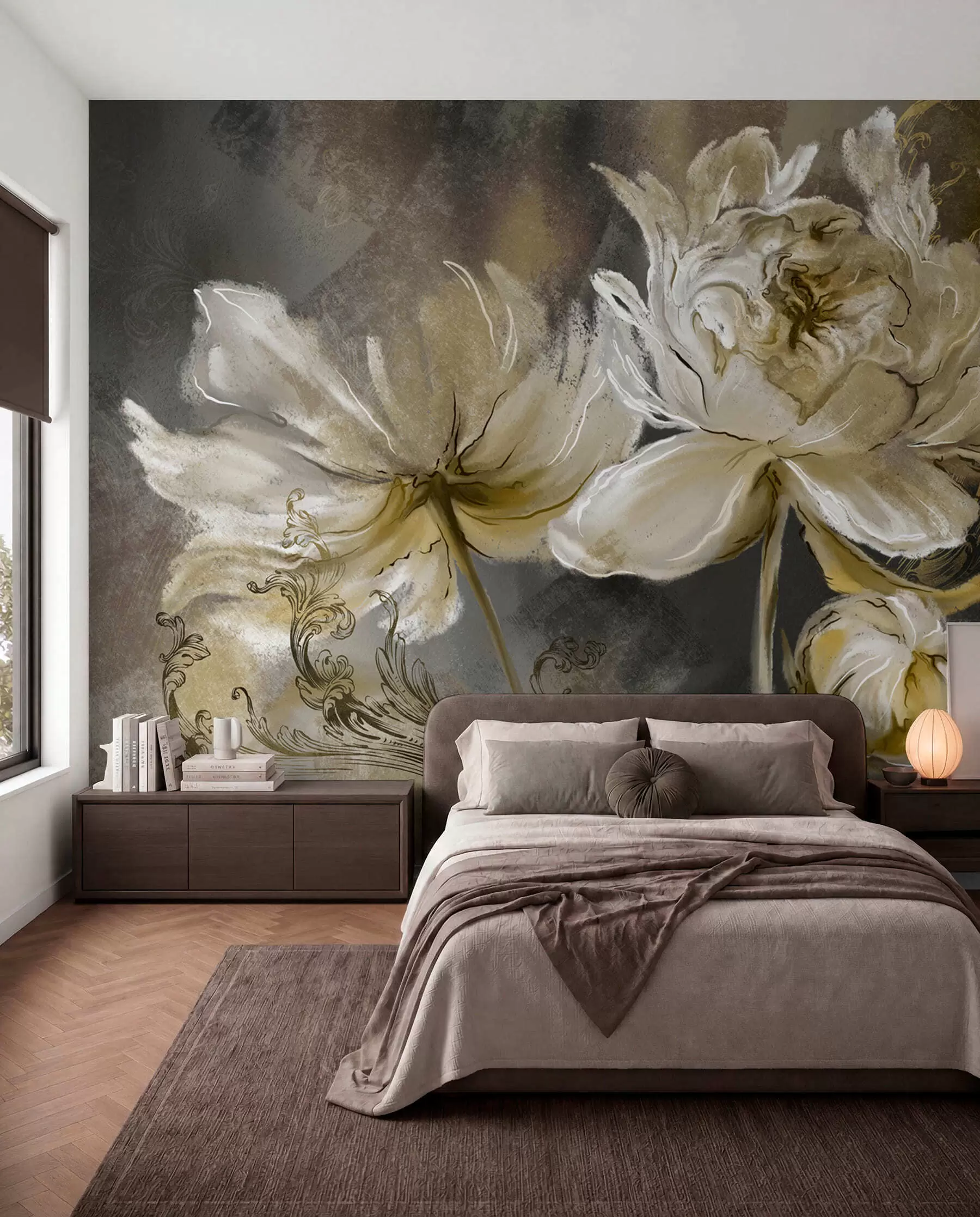 wall murals Vintage cvijeće u maslinastoj u78738