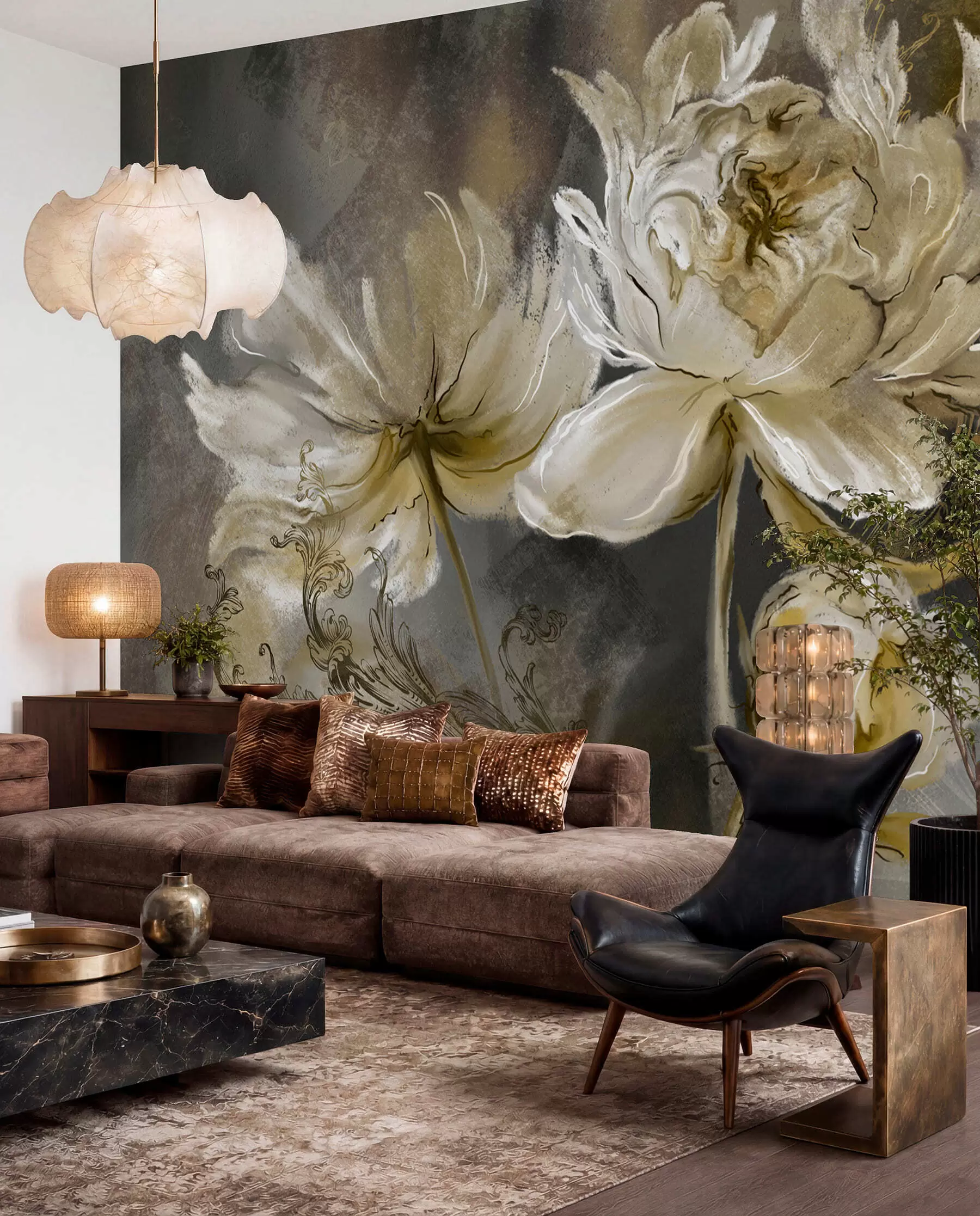 wall murals Vintage cvijeće u maslinastoj u78738