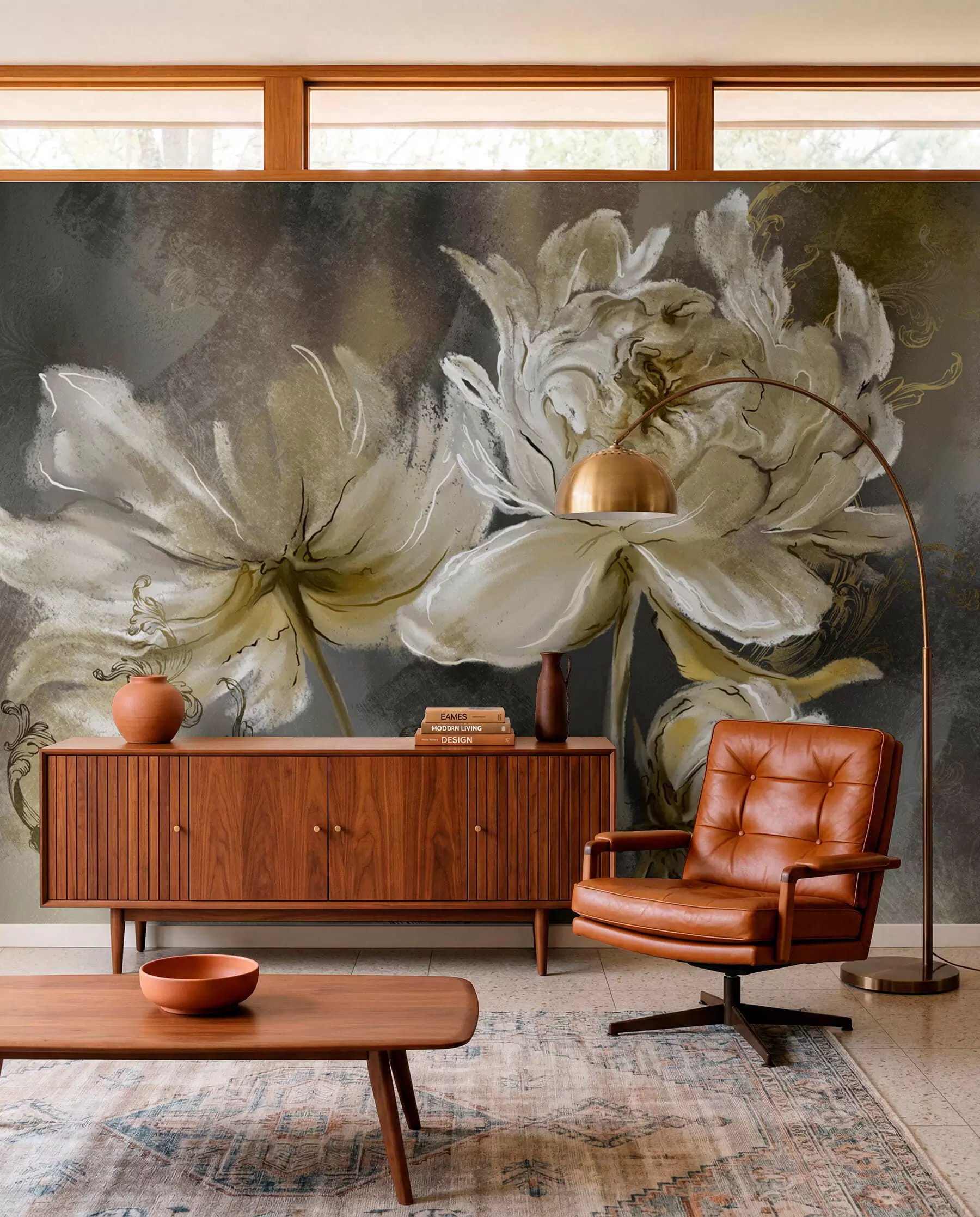 wall murals Vintage cvijeće u maslinastoj u78738