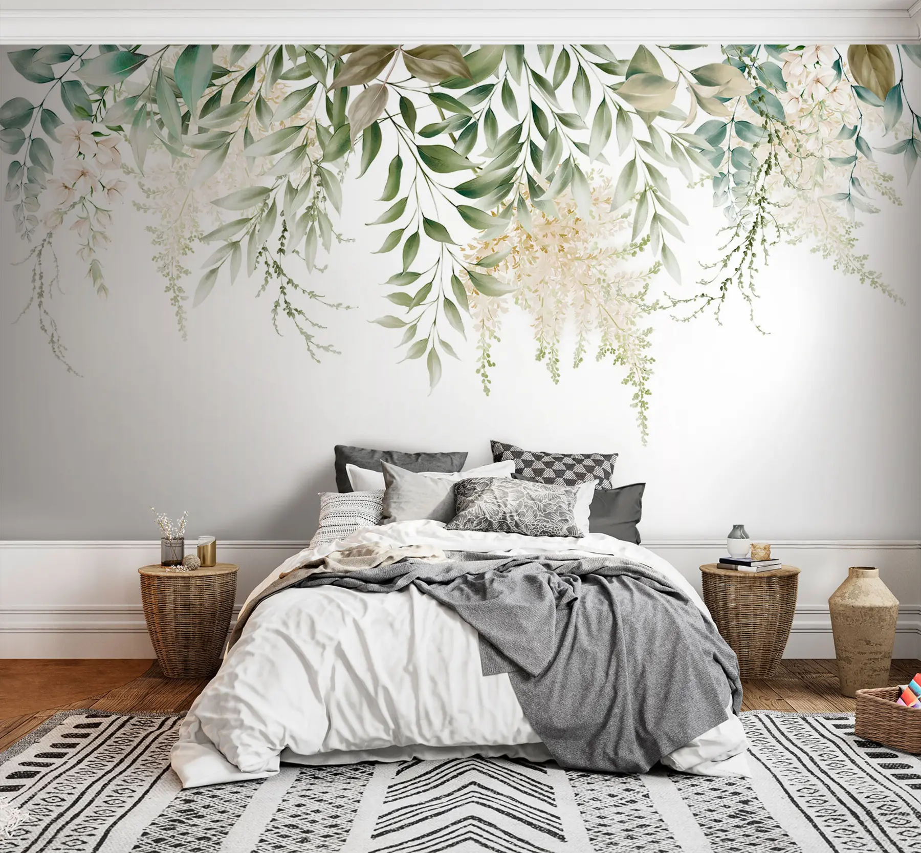 wall murals Цветни оквир са зеленилом са акварелом u94197