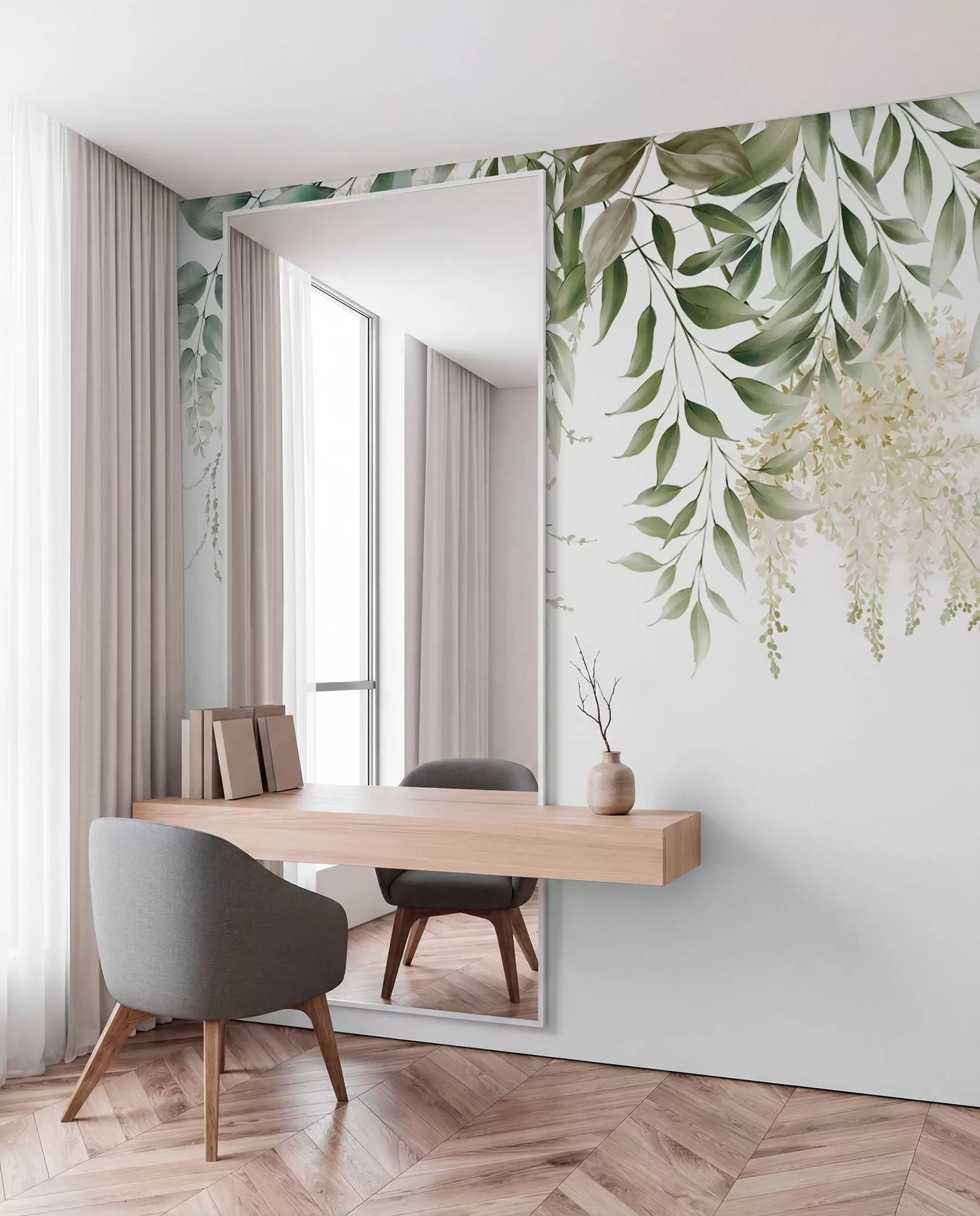 wall murals Zelena cvjetna girlanda u94197