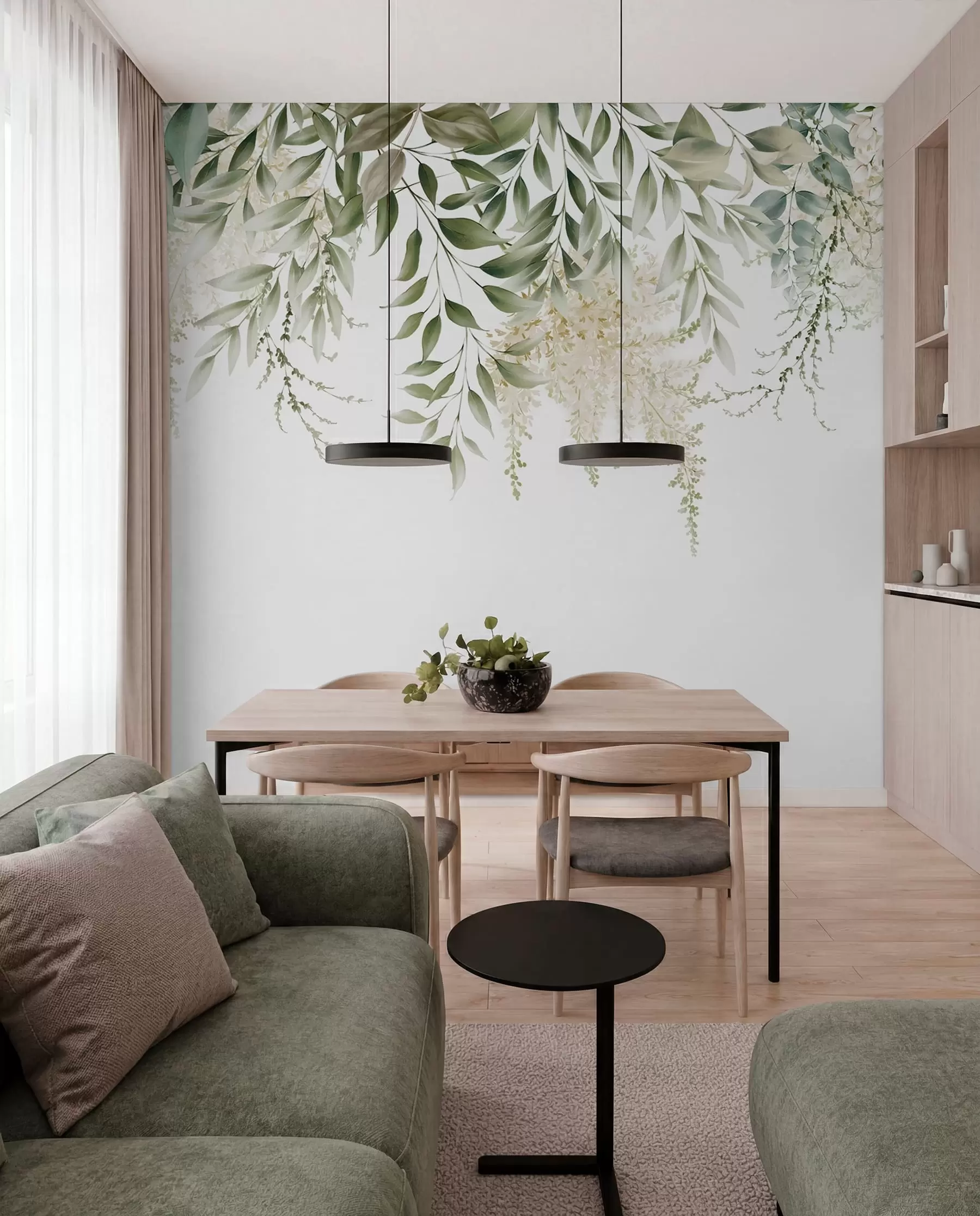 wall murals Zelena cvjetna girlanda u94197