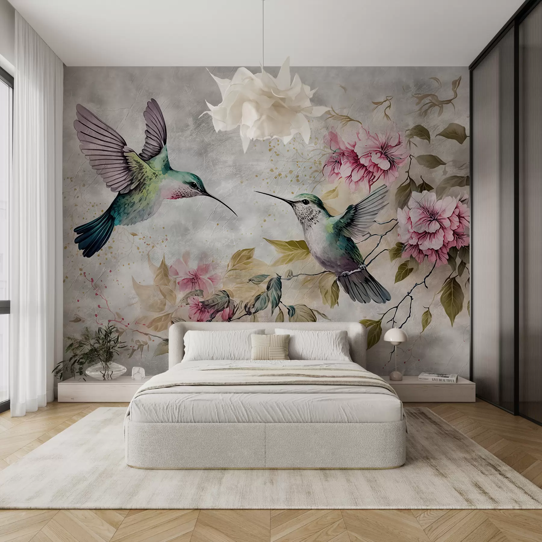 wall murals Акварел Хуммингбирдс на грани u93994