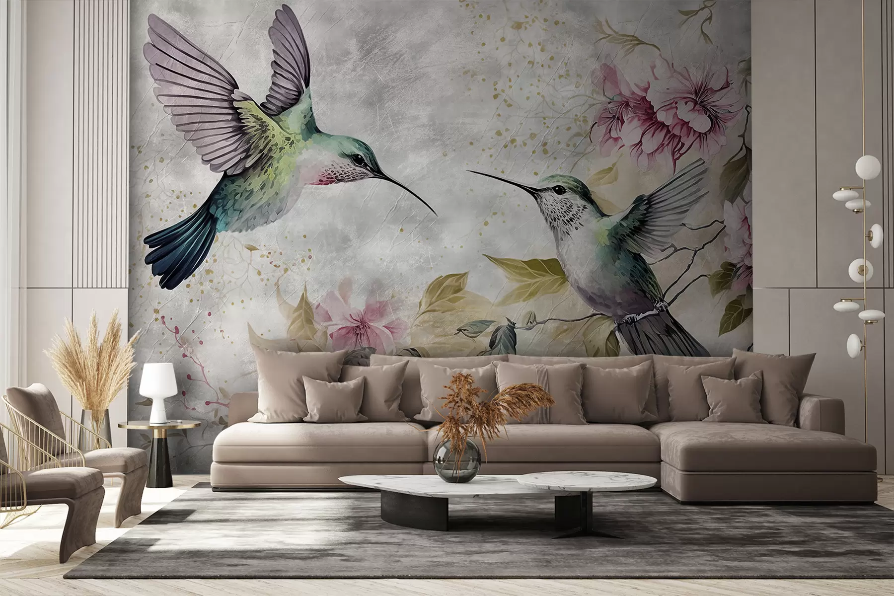 wall murals Акварел Хуммингбирдс на грани u93994