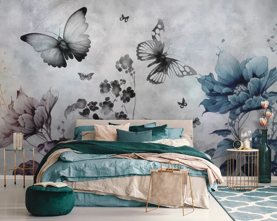 wall murals Лептири и цвеће у стилу акварела u94001