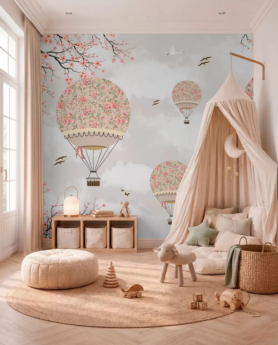 wall murals Балони у цвећу и сакура филијала u94445